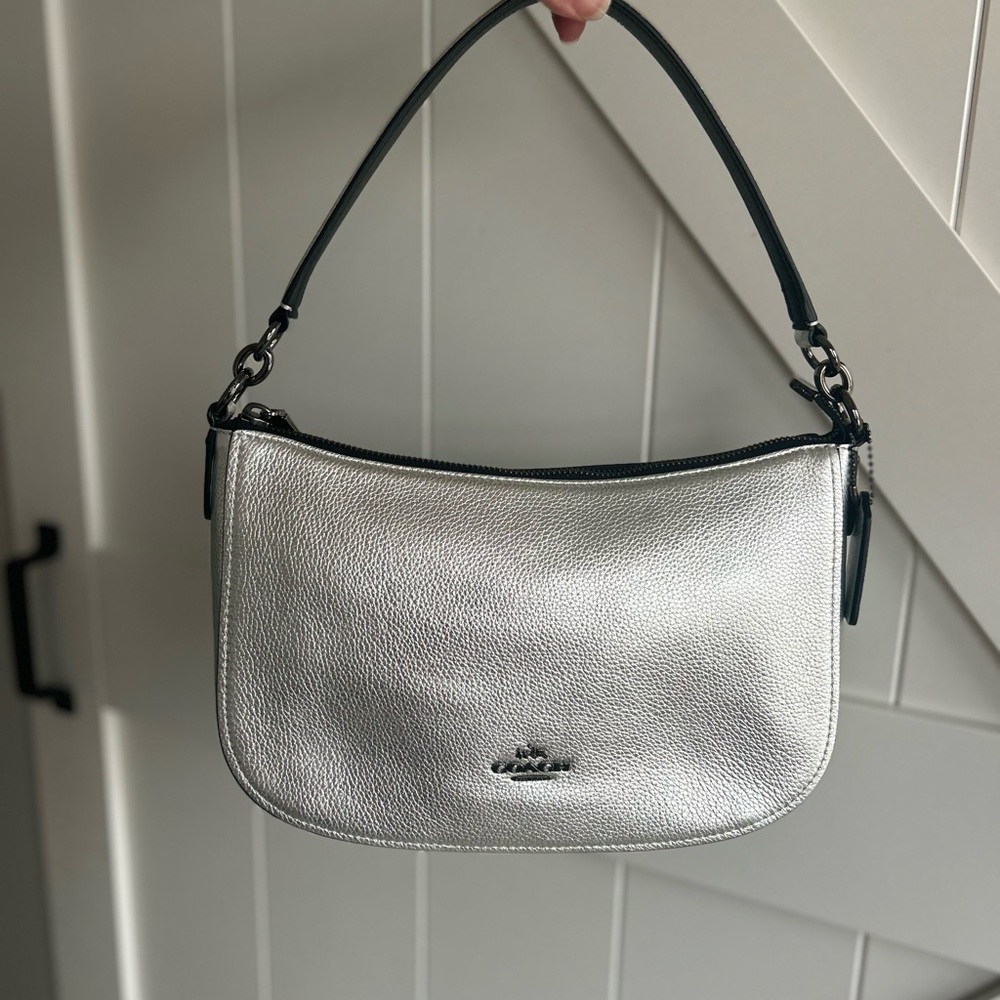 Coach Metallic Silver Shoulder Bag